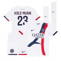 Echipament fotbal Paris Saint-Germain Randal Kolo Muani #23 Tricou Deplasare 2024-25 pentru copii maneca scurta (+ Pantaloni scurti)